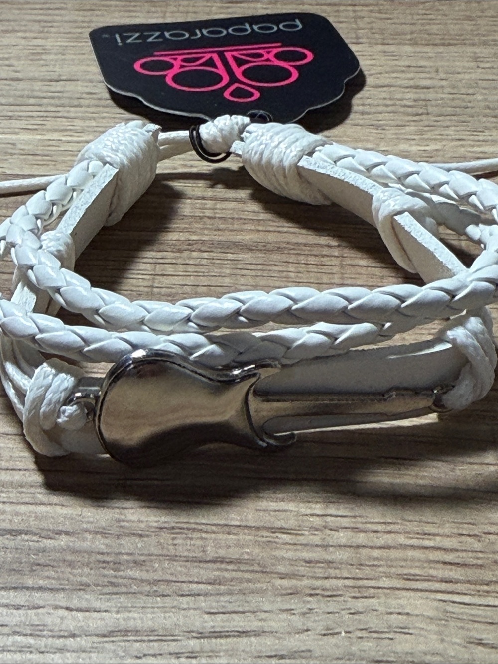 paparazzi White Braided Multi-Strand Adjustable Bracelet
